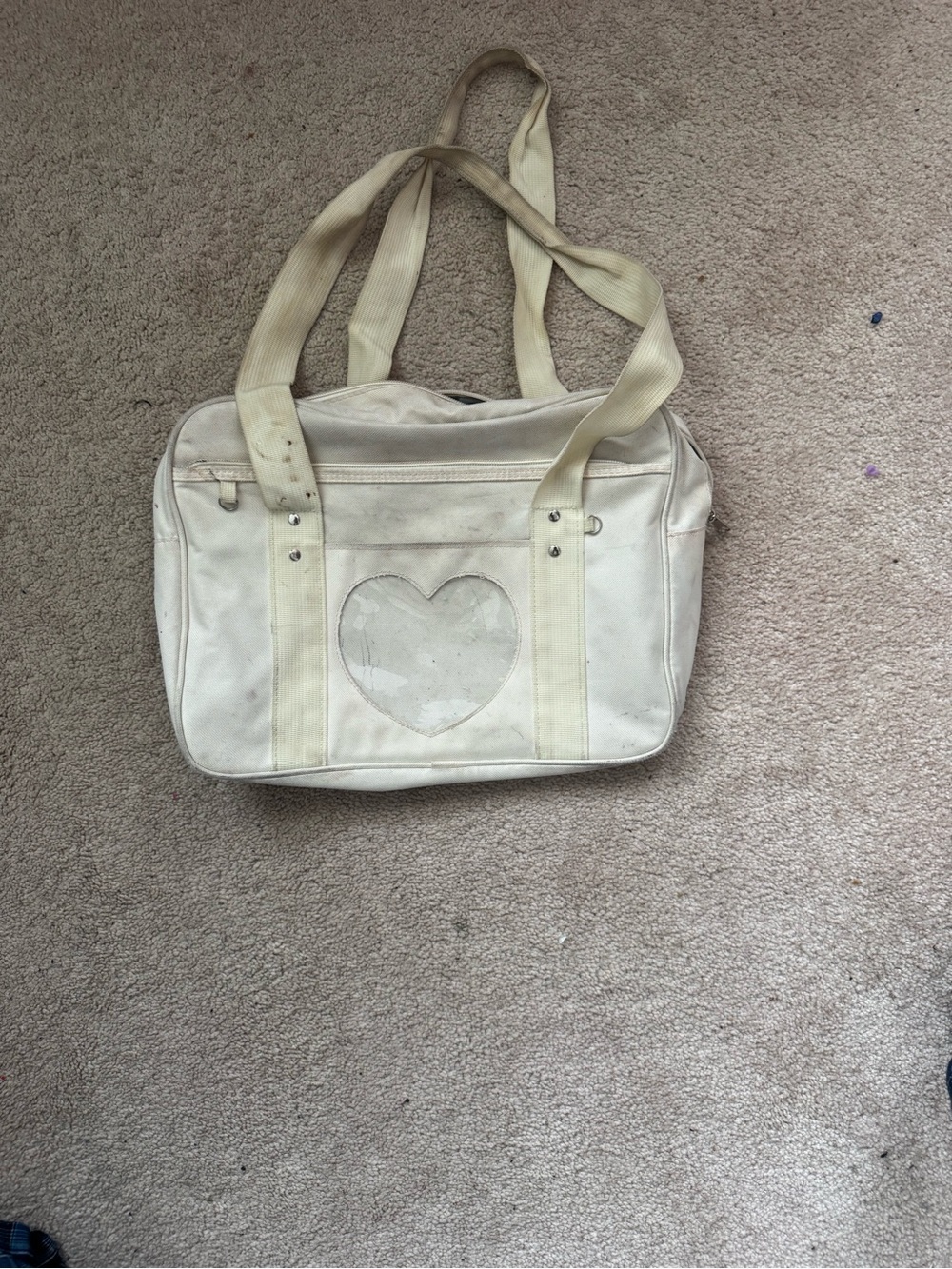 Womens Cream Heart Canvas Tote Bag by